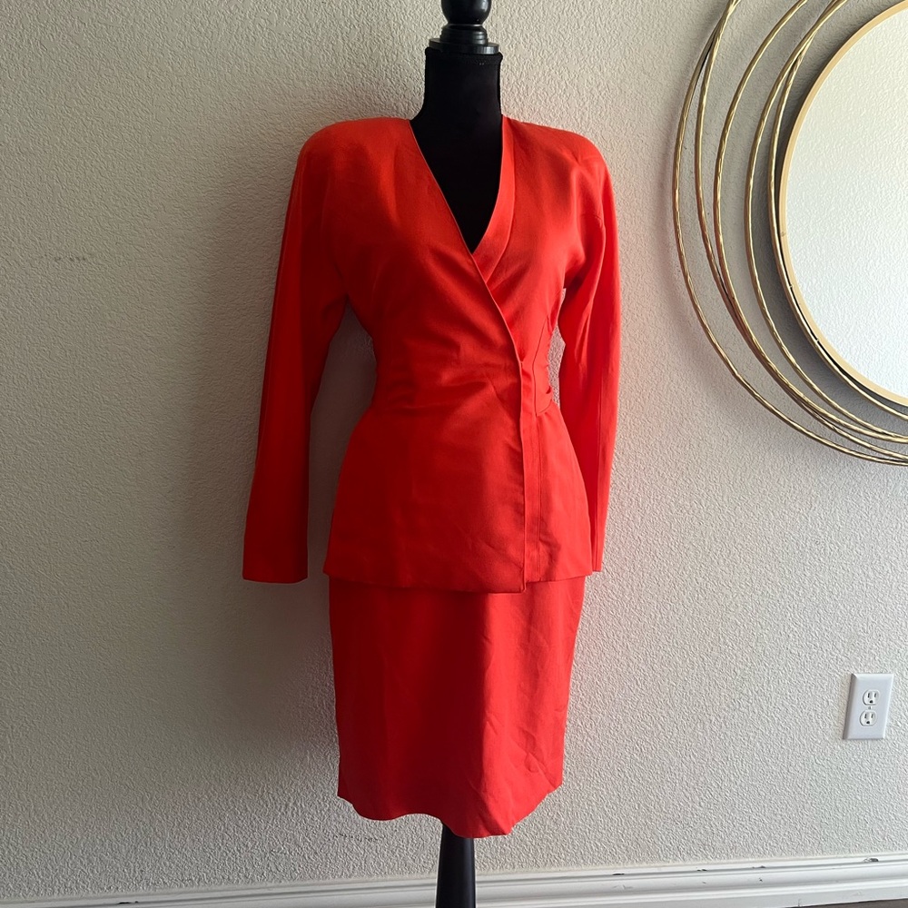Bicci By Florine Wachter Scarlet Power Wrap Skirt Suit ( Size 4)